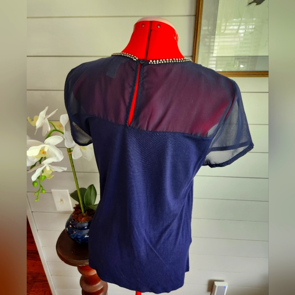 H&M Navy Top With Rinestones - Picture 4 of 7
